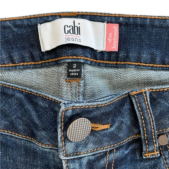 CAbi Jeans Denim Cuffed Slim Boyfriend #3937 Low Rise Two Tone Star Print Size 2 - Picture 6 of 9